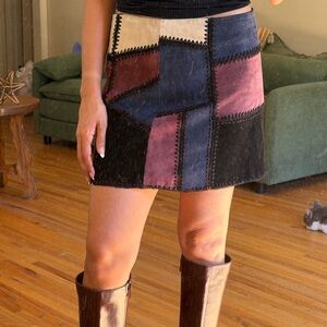 Zara Patchwork Mini Skirt - Black, Cream, Pink